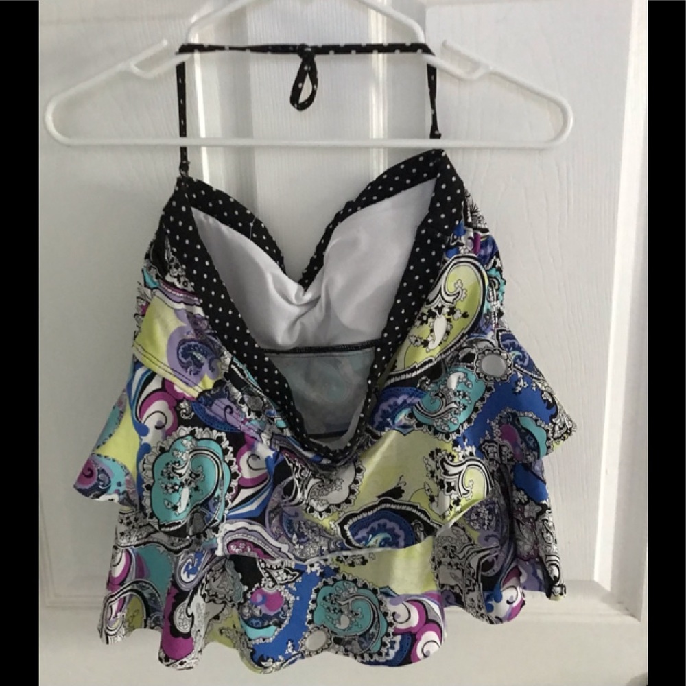 Kenneth Cole Ruffled Tankini Top Size L - Picture 2 of 2
